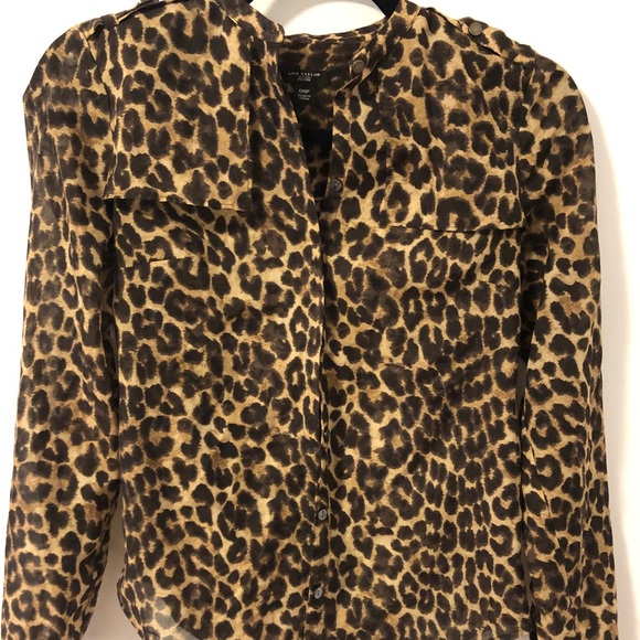 Ann Taylor Sheer Leopard Print Button Down - Picture 2 of 4